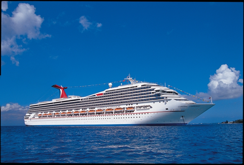 Travel X A large white cruise ship with multiple decks sails on a clear blue ocean under a bright sky with scattered clouds, promising the perfect Vacation escape. Book Your Trip With Travel X