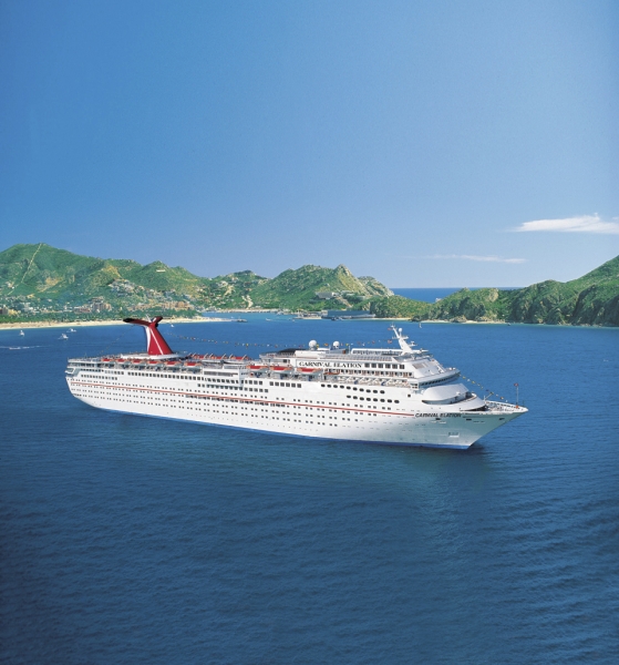 Travel X A large white cruise ship sails on blue water near lush green islands under a clear sky, offering the ultimate resort experience. Travel X invites you to book your trip today and embark on this unforgettable journey. Book Your Trip With Travel X