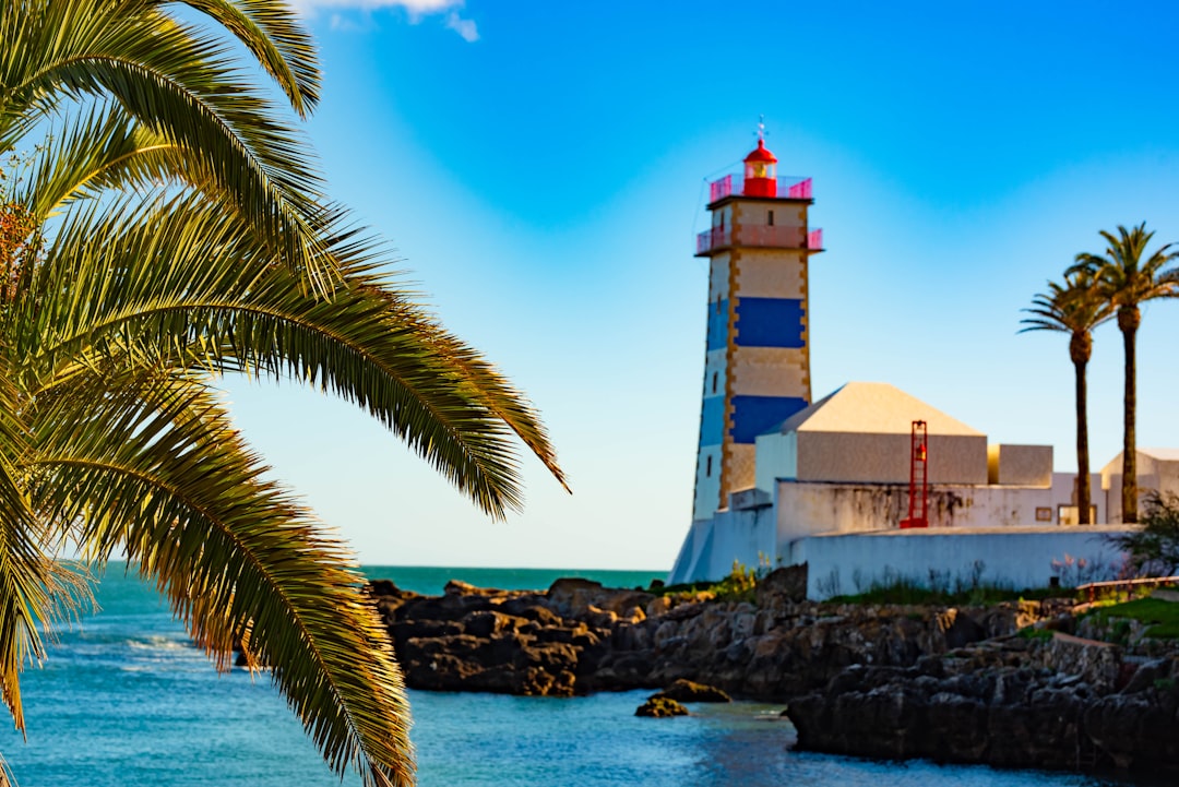 Travel X A striped lighthouse stands on a rocky coastline next to a white building, with palm trees and a clear blue sky in the background. For the ultimate escape, Resort Travel X invites you to book your trip and explore this serene paradise. Book Your Trip With Travel X